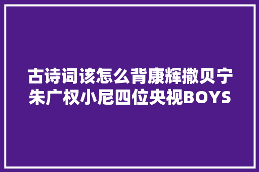 古诗词该怎么背康辉撒贝宁朱广权小尼四位央视BOYS各有妙招教你领略中华古诗词之美