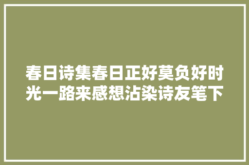 春日诗集春日正好莫负好时光一路来感想沾染诗友笔下的别样春意