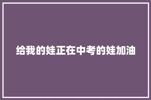 给我的娃正在中考的娃加油