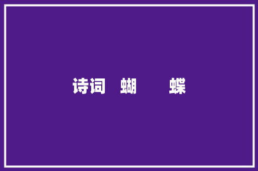 诗词   蝴       蝶