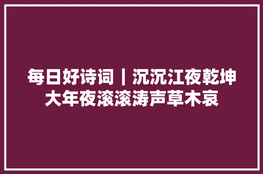 每日好诗词｜沉沉江夜乾坤大年夜滚滚涛声草木哀