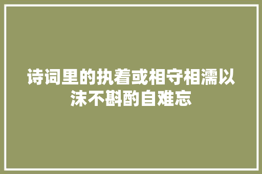 诗词里的执着或相守相濡以沫不斟酌自难忘