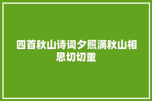 四首秋山诗词夕照满秋山相思切切重