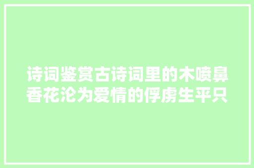 诗词鉴赏古诗词里的木喷鼻香花沦为爱情的俘虏生平只爱一小我