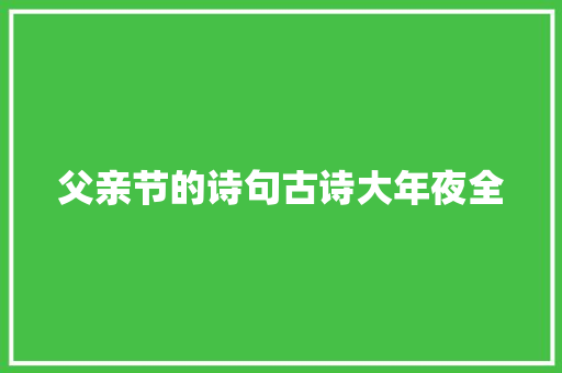 父亲节的诗句古诗大年夜全