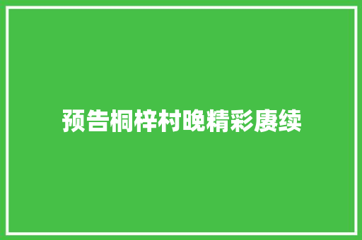预告桐梓村晚精彩赓续