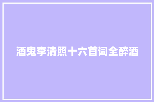 酒鬼李清照十六首词全醉酒
