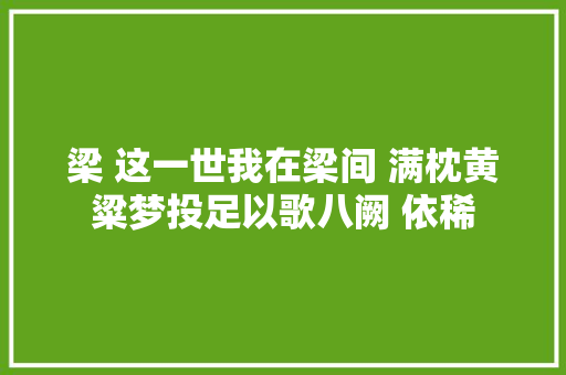 梁 这一世我在梁间 满枕黄粱梦投足以歌八阙 依稀