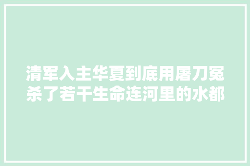 清军入主华夏到底用屠刀冤杀了若干生命连河里的水都变红了