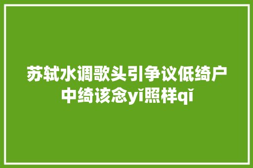 苏轼水调歌头引争议低绮户中绮该念yǐ照样qǐ