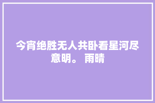今宵绝胜无人共卧看星河尽意明。 雨晴