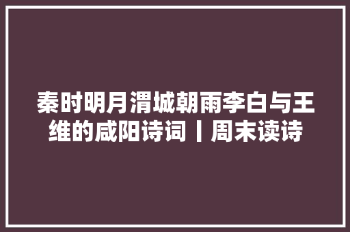 秦时明月渭城朝雨李白与王维的咸阳诗词丨周末读诗