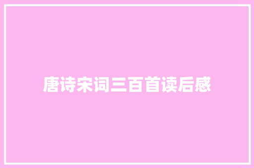 唐诗宋词三百首读后感