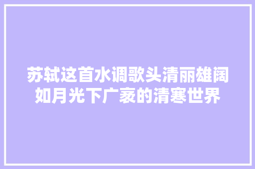 苏轼这首水调歌头清丽雄阔如月光下广袤的清寒世界