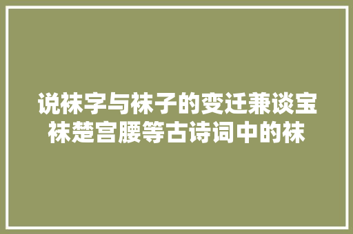 说袜字与袜子的变迁兼谈宝袜楚宫腰等古诗词中的袜