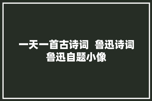 一天一首古诗词  鲁迅诗词鲁迅自题小像