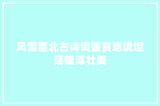 风雪塞北古诗词鉴赏意境坦荡雄浑壮美