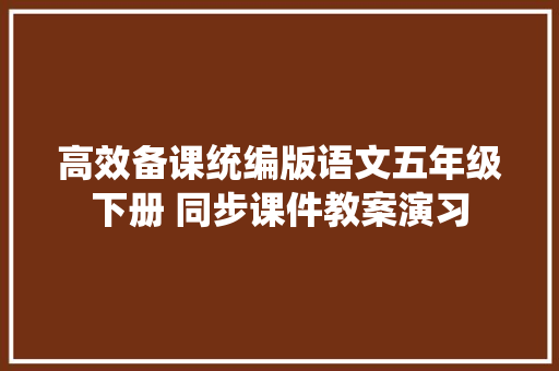 高效备课统编版语文五年级下册 同步课件教案演习