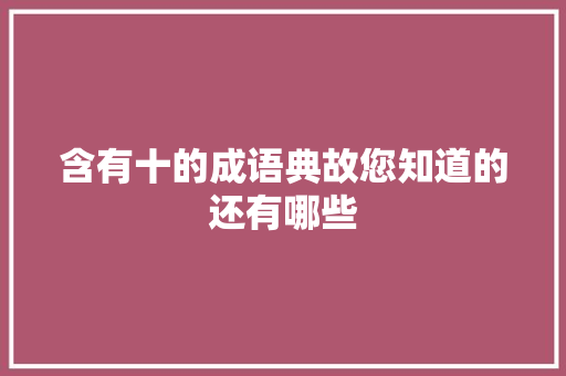 含有十的成语典故您知道的还有哪些