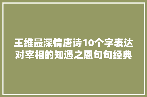 王维最深情唐诗10个字表达对宰相的知遇之恩句句经典