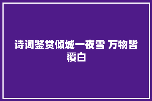 诗词鉴赏倾城一夜雪 万物皆覆白