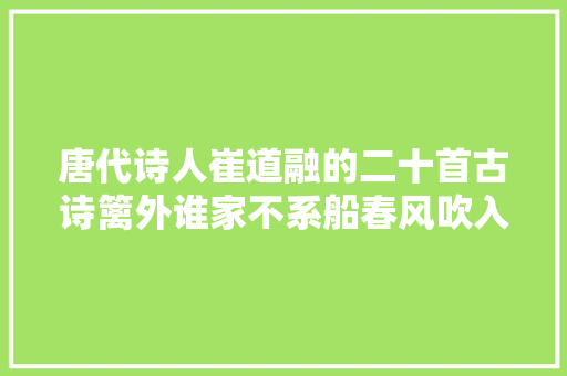 唐代诗人崔道融的二十首古诗篱外谁家不系船春风吹入钓鱼湾