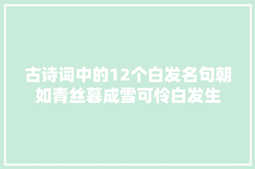 古诗词中的12个白发名句朝如青丝暮成雪可怜白发生