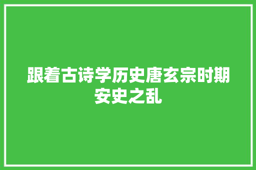 跟着古诗学历史唐玄宗时期安史之乱