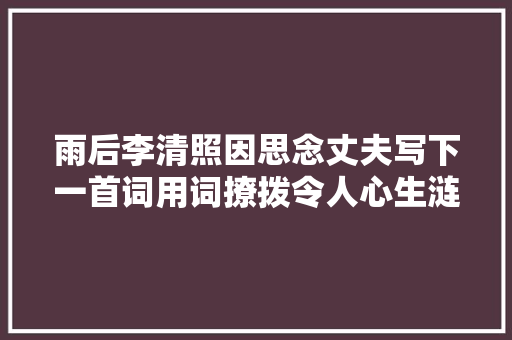 雨后李清照因思念丈夫写下一首词用词撩拨令人心生涟漪