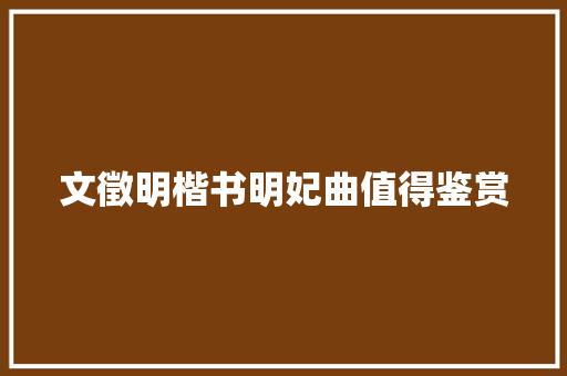 文徵明楷书明妃曲值得鉴赏