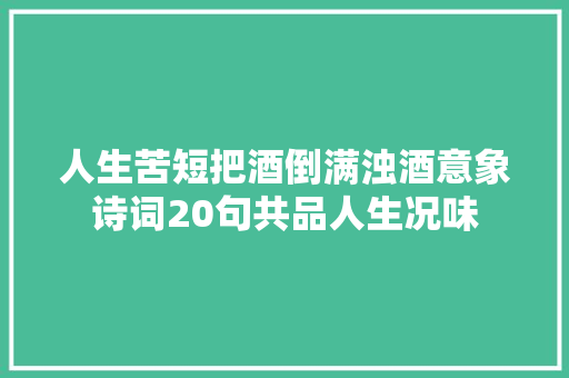 人生苦短把酒倒满浊酒意象诗词20句共品人生况味