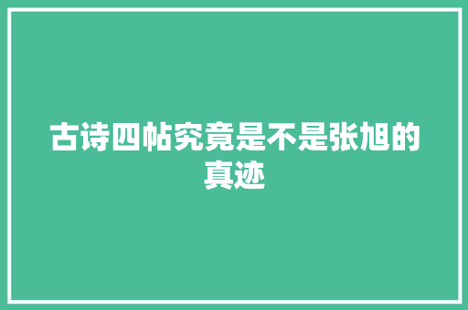古诗四帖究竟是不是张旭的真迹