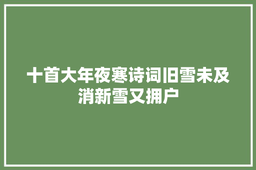 十首大年夜寒诗词旧雪未及消新雪又拥户