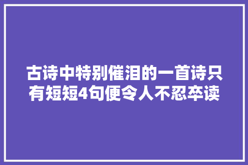 古诗中特别催泪的一首诗只有短短4句便令人不忍卒读