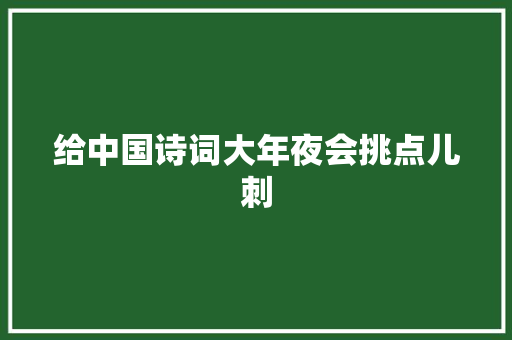 给中国诗词大年夜会挑点儿刺