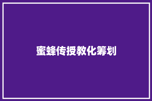 蜜蜂传授教化筹划