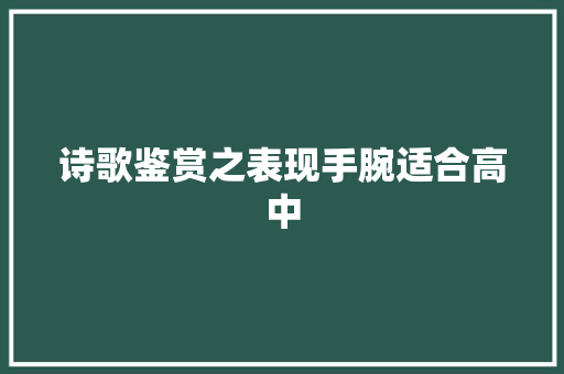 诗歌鉴赏之表现手腕适合高中