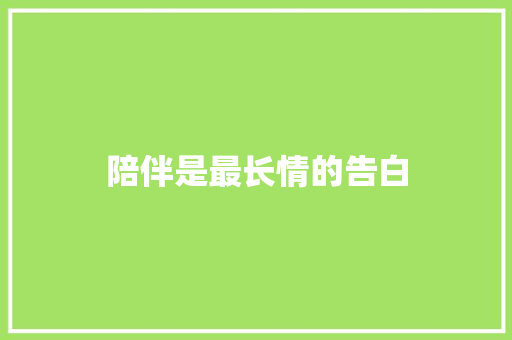 陪伴是最长情的告白