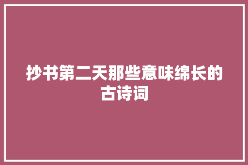 抄书第二天那些意味绵长的古诗词
