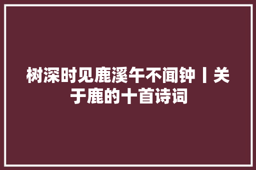 树深时见鹿溪午不闻钟丨关于鹿的十首诗词