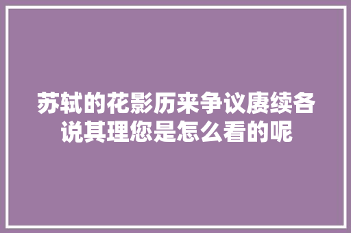 苏轼的花影历来争议赓续各说其理您是怎么看的呢