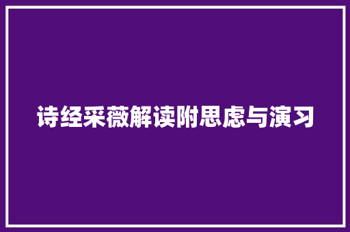 诗经采薇解读附思虑与演习