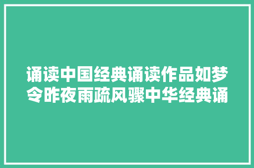 诵读中国经典诵读作品如梦令昨夜雨疏风骤中华经典诵读