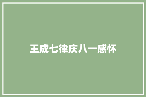 王成七律庆八一感怀