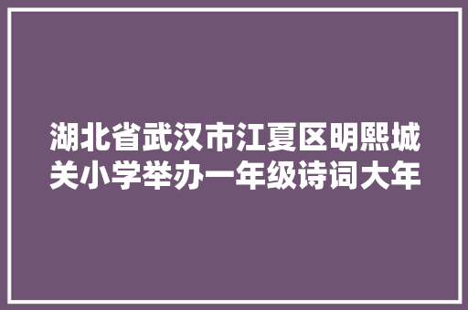 湖北省武汉市江夏区明熙城关小学举办一年级诗词大年夜赛