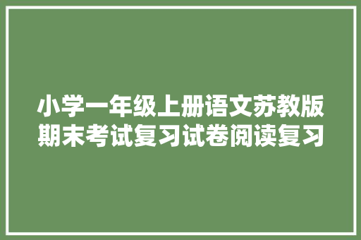小学一年级上册语文苏教版期末考试复习试卷阅读复习测试卷