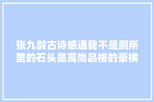 张九龄古诗感遇我不是厕所里的石头是高尚品格的豪横