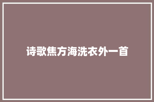 诗歌焦方海洗衣外一首