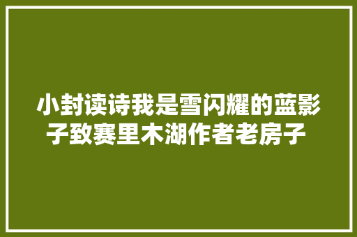 小封读诗我是雪闪耀的蓝影子致赛里木湖作者老房子 诵读王卉