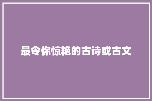 最令你惊艳的古诗或古文